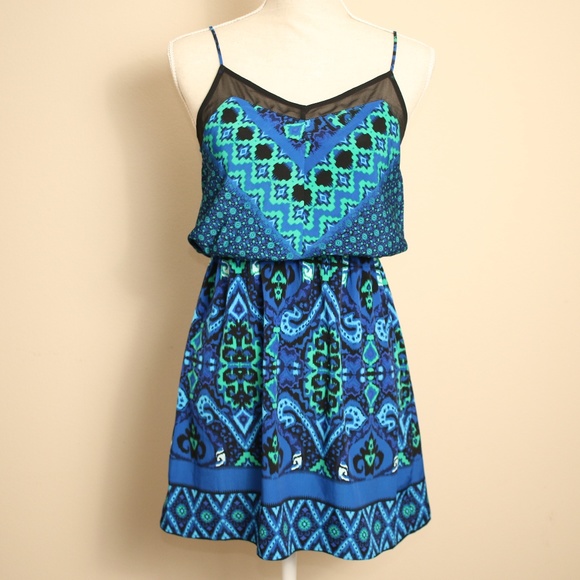 Express Dresses & Skirts - 🆕Express Blue Aztec Print Summer Dress NWOT